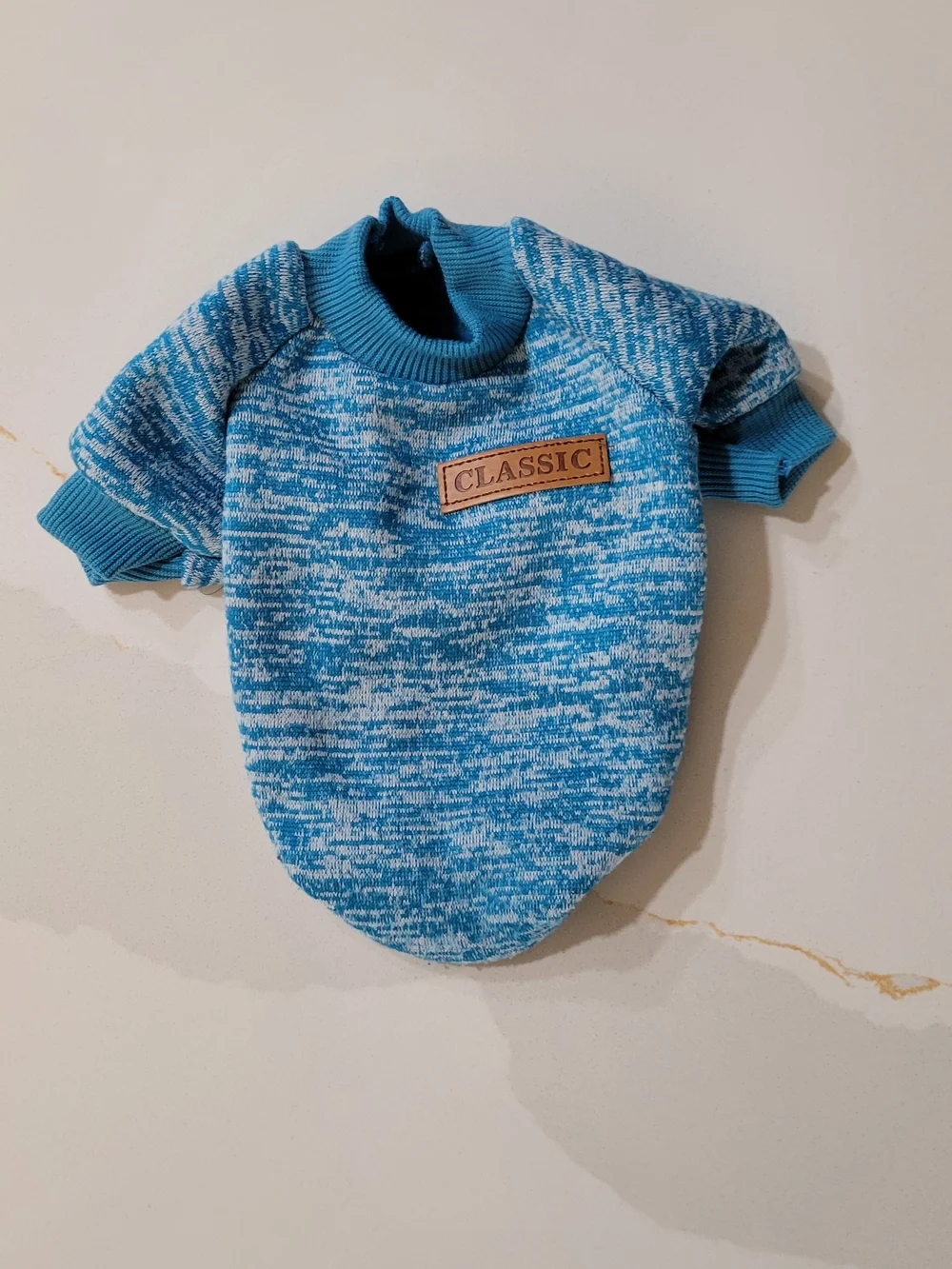 Classic Blue Marled Knit Dog Sweater